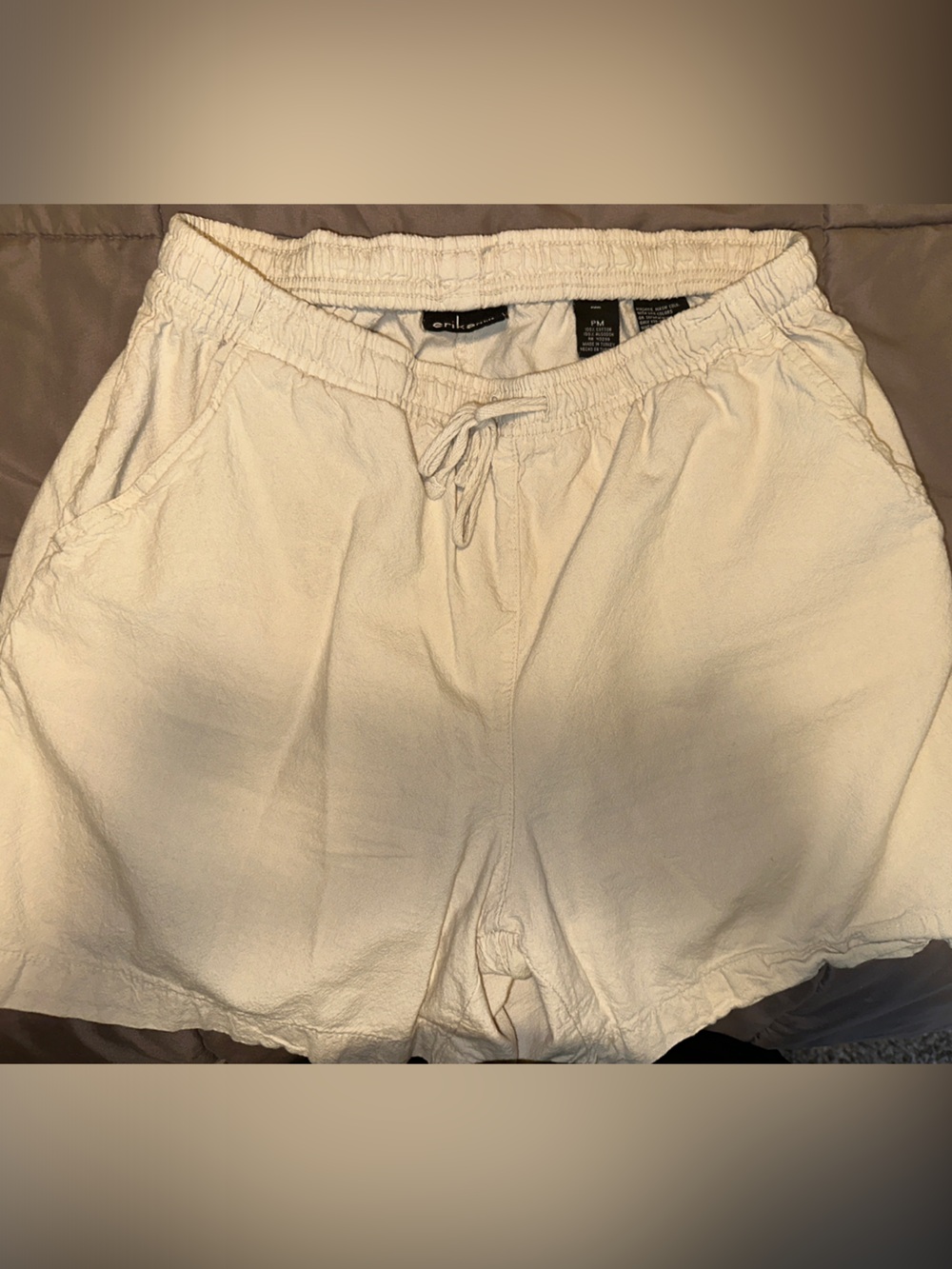 Casual Cream Drawstring Shorts